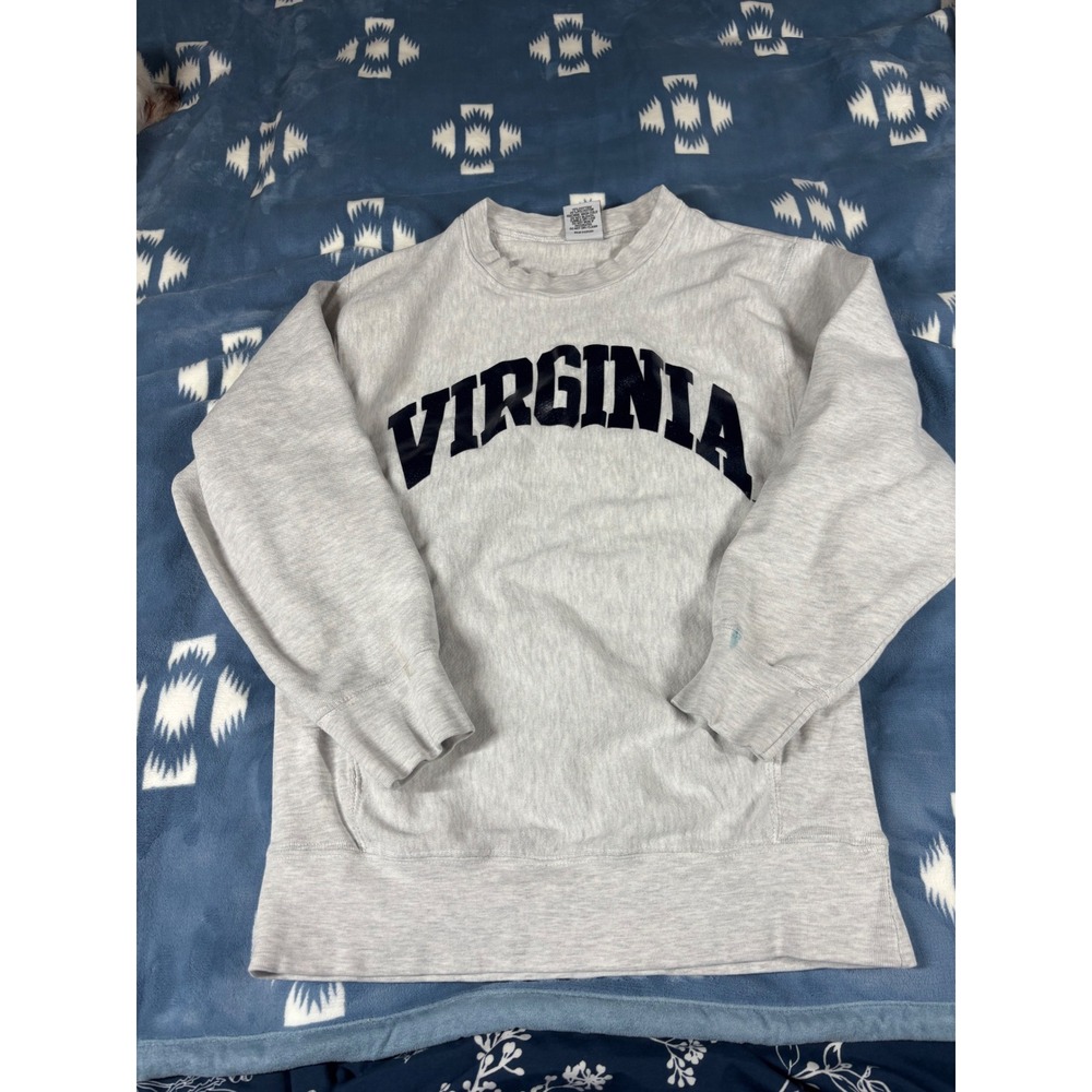 TRT Classics Virginia Sweatshirt Heather Grey Navy Graphic Crew Neck Small
